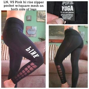 LN, Vs pink square mesh logo yoga leggings